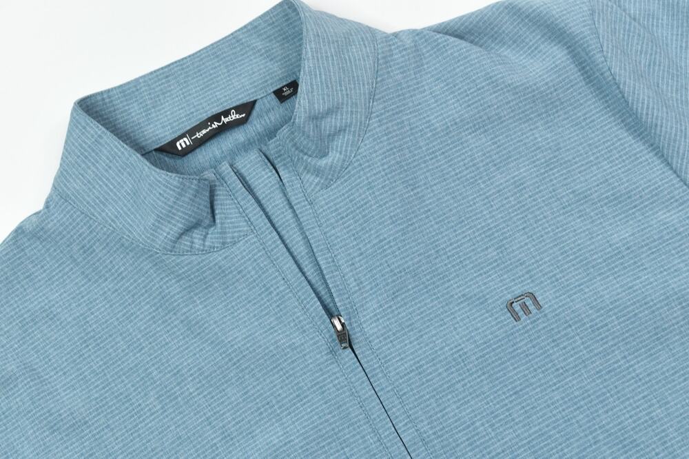 Travis Mathew 1/4 Zip Pullover Mens XL Steel Blue Long Sleeve Stretch Golf